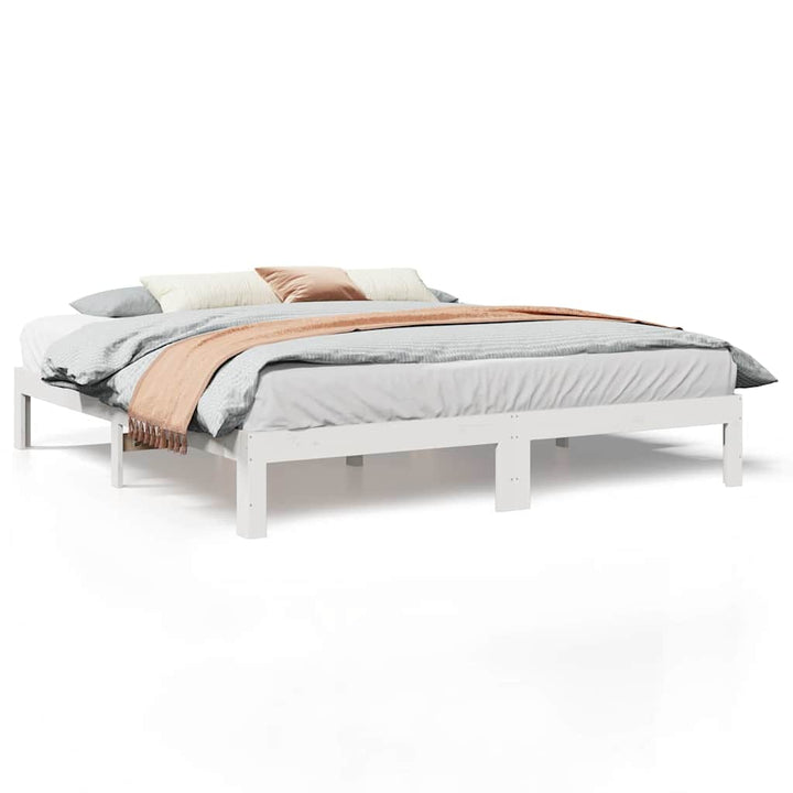 sengeramme uden madras 160x200 cm massivt fyrretræ hvid