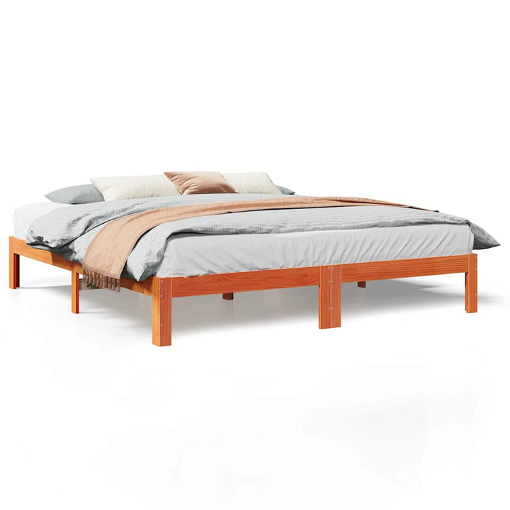 sengeramme uden madras 160x200 cm massivt fyrretræ gyldenbrun