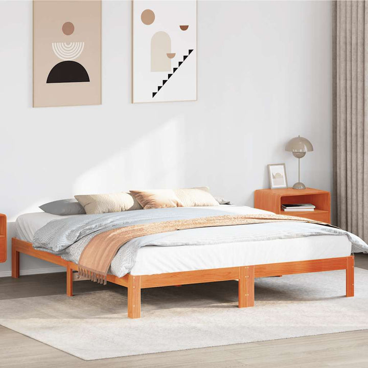 sengeramme uden madras 160x200 cm massivt fyrretræ gyldenbrun