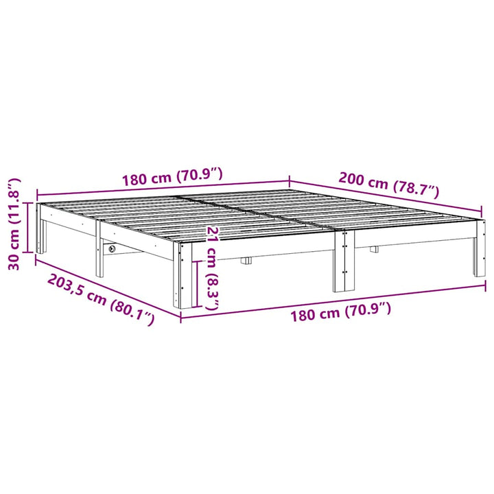 sengeramme uden madras 180x200 cm massivt fyrretræ hvid