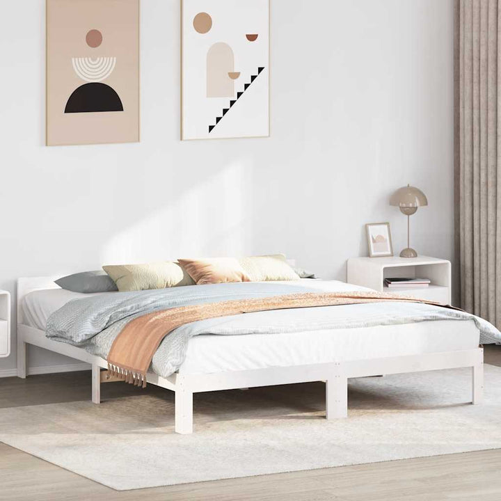sengeramme uden madras 180x200 cm massivt fyrretræ hvid
