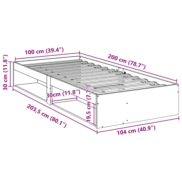 daybed med reol uden madras 100x200 cm massivt fyrretræ hvid