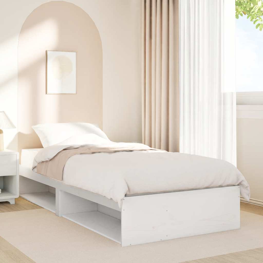 daybed med reol uden madras 75x190 cm massivt fyrretræ hvid