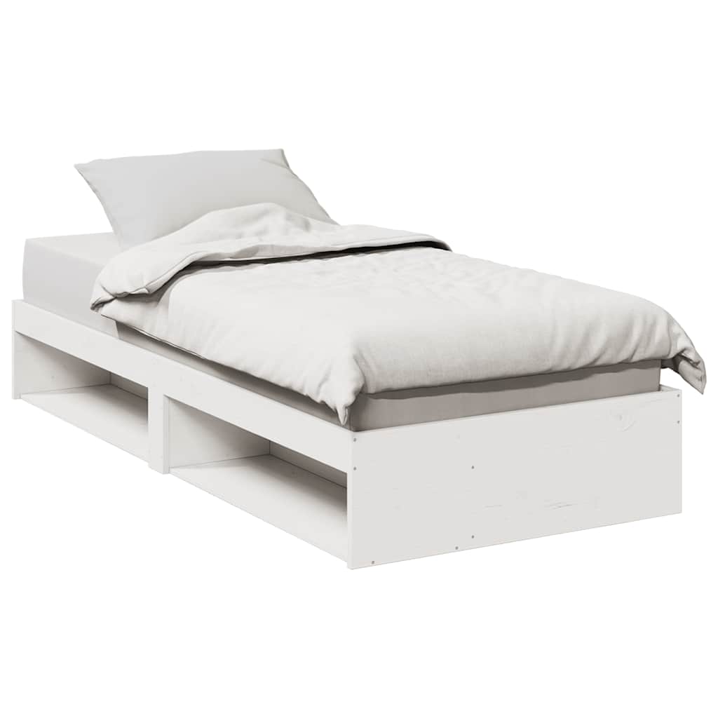 daybed med reol uden madras 75x190 cm massivt fyrretræ hvid
