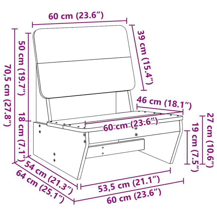 havestole 2 stk. 60x64x70,5 cm massivt douglasgran