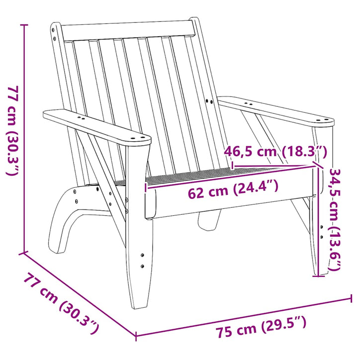 Adirondack-havestol 75x77x77 cm massivt fyrretræ hvid