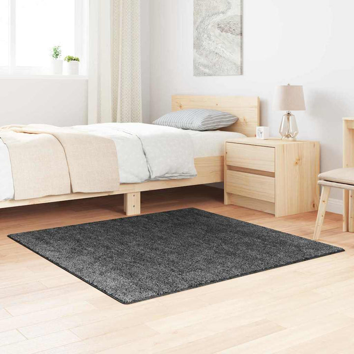 Anti-slip Shaggy tæppe Mørkegrå 120 x 120 cm PP