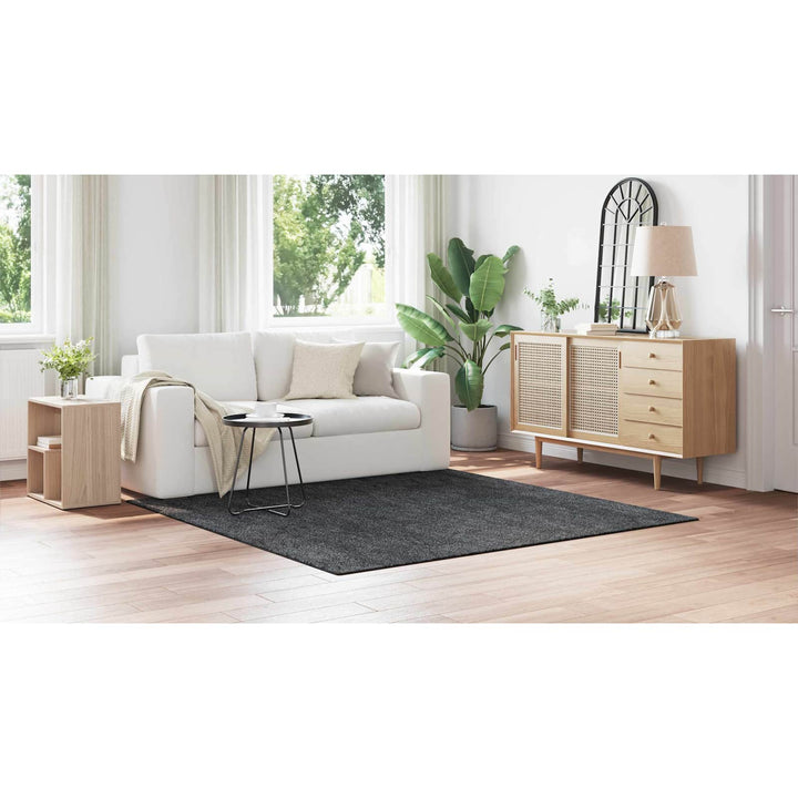 Anti-slip Shaggy tæppe Mørkegrå 200 x 200 cm PP