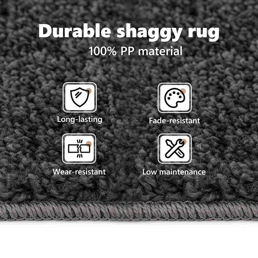 Anti-slip Shaggy tæppe Mørkegrå 200 x 200 cm PP