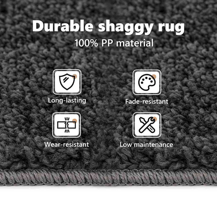 Anti-slip Shaggy tæppe Mørkegrå 200 x 200 cm PP