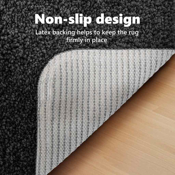 Anti-slip Shaggy tæppe Mørkegrå 200 x 200 cm PP