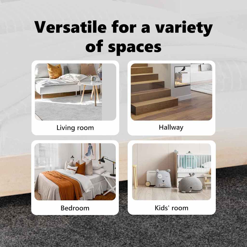 Anti-slip Shaggy tæppe Mørkegrå 200 x 200 cm PP