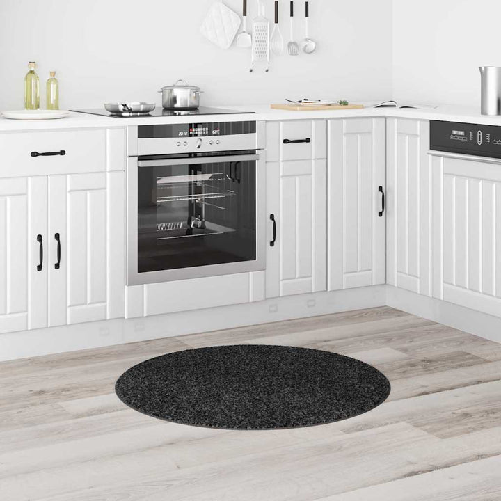 Anti-slip Shaggy tæppe Mørkegrå 90 x 90 cm PP