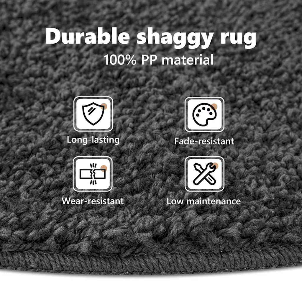 Anti-slip Shaggy tæppe Mørkegrå 120 x 120 cm PP