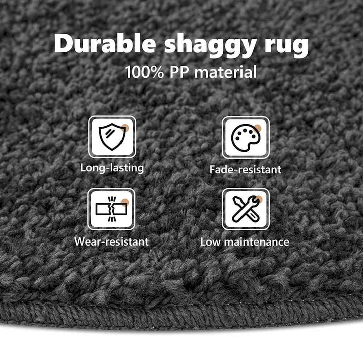Anti-slip Shaggy tæppe Mørkegrå 160 x 160 cm PP