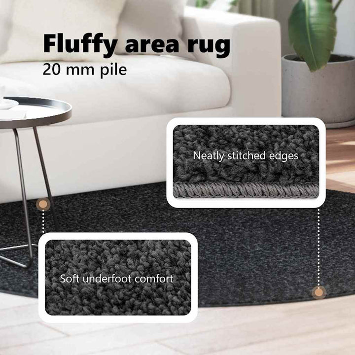 Anti-slip Shaggy tæppe Mørkegrå 160 x 160 cm PP