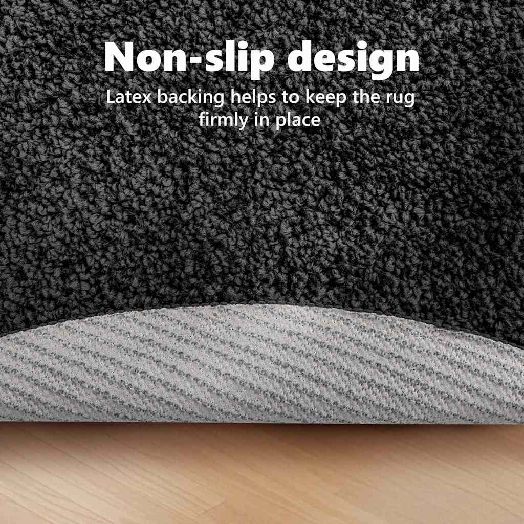 Anti-slip Shaggy tæppe Mørkegrå 160 x 160 cm PP