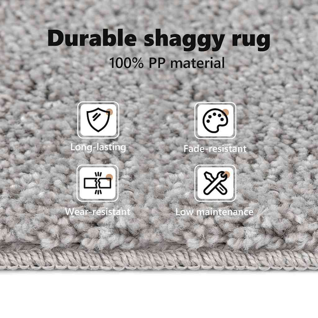Anti-slip Shaggy tæppe Grå 160 x 160 cm PP