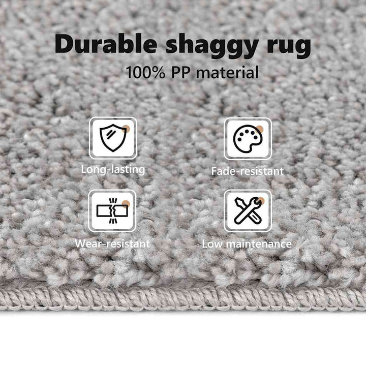 Anti-slip Shaggy tæppe Grå 160 x 160 cm PP