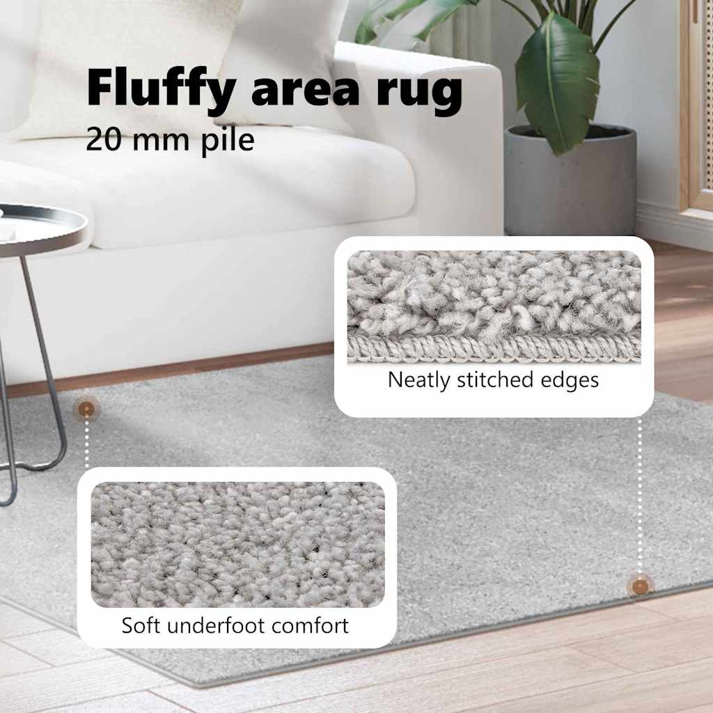 Anti-slip Shaggy tæppe Grå 160 x 160 cm PP