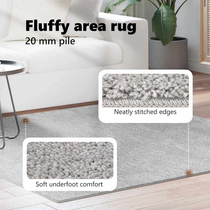 Anti-slip Shaggy tæppe Grå 160 x 160 cm PP