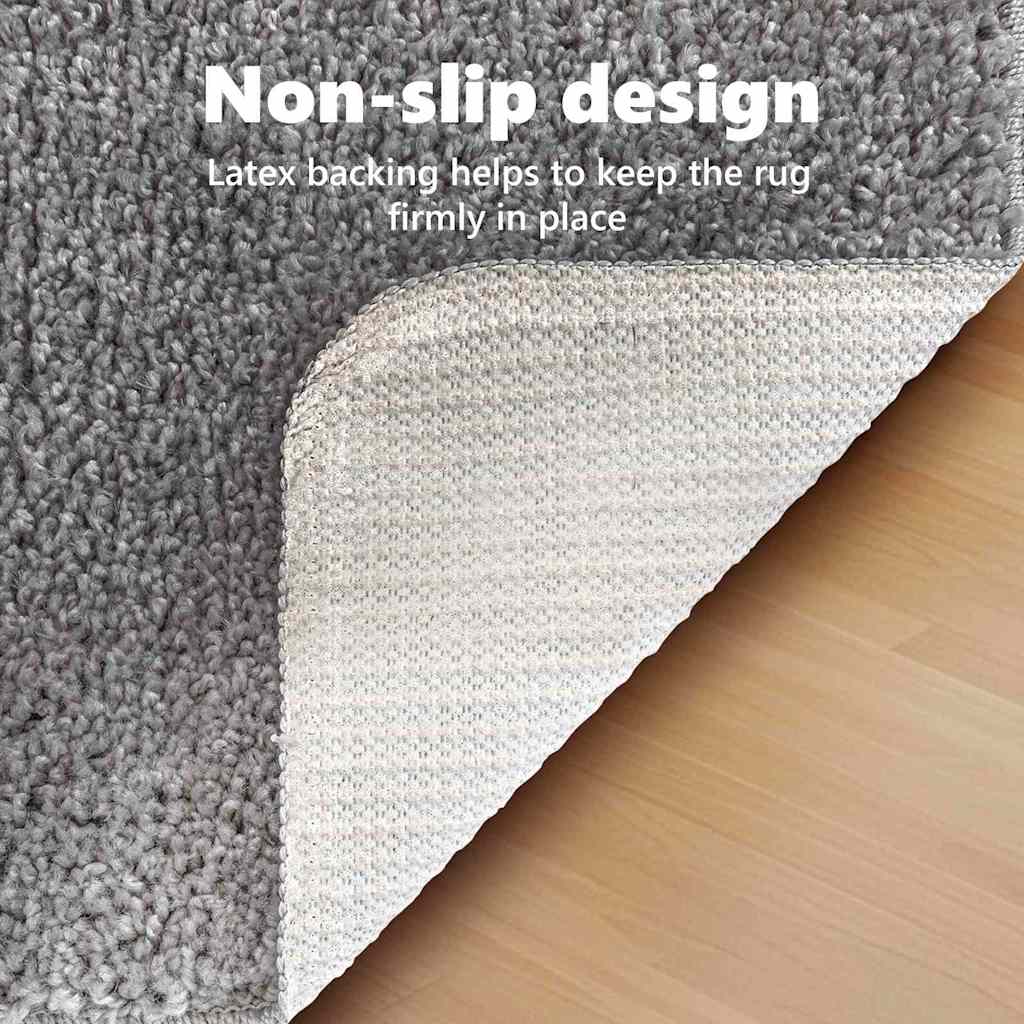 Anti-slip Shaggy tæppe Grå 160 x 160 cm PP