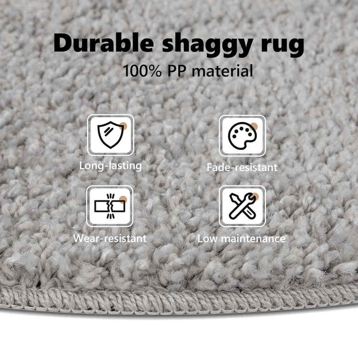 Anti-slip Shaggy tæppe Grå 120 x 120 cm PP