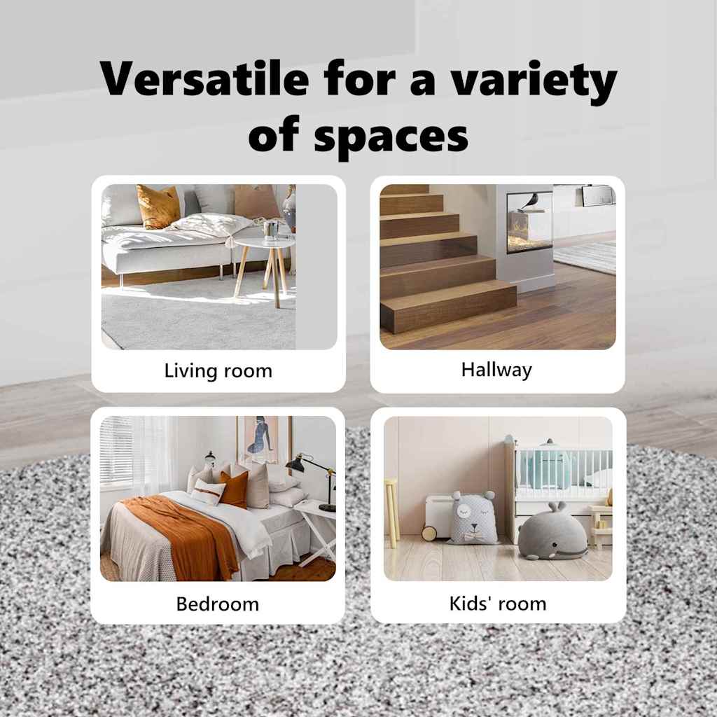 Anti-slip Shaggy tæppe Grå 120 x 120 cm PP