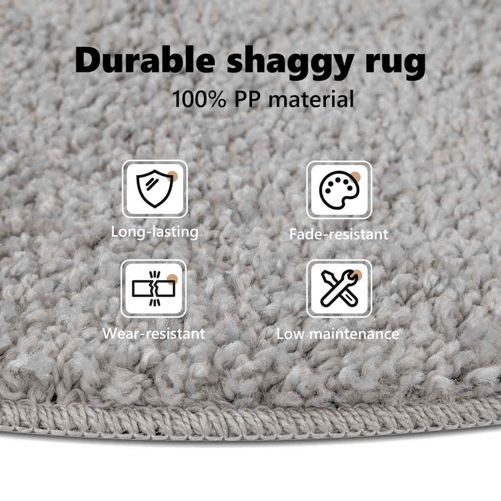 Anti-slip Shaggy tæppe Grå 160 x 160 cm PP