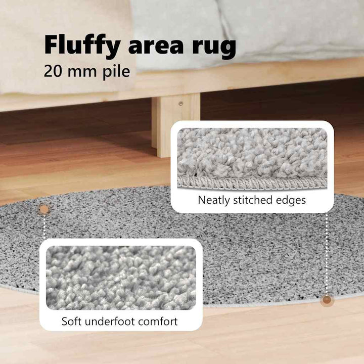 Anti-slip Shaggy tæppe Grå 160 x 160 cm PP