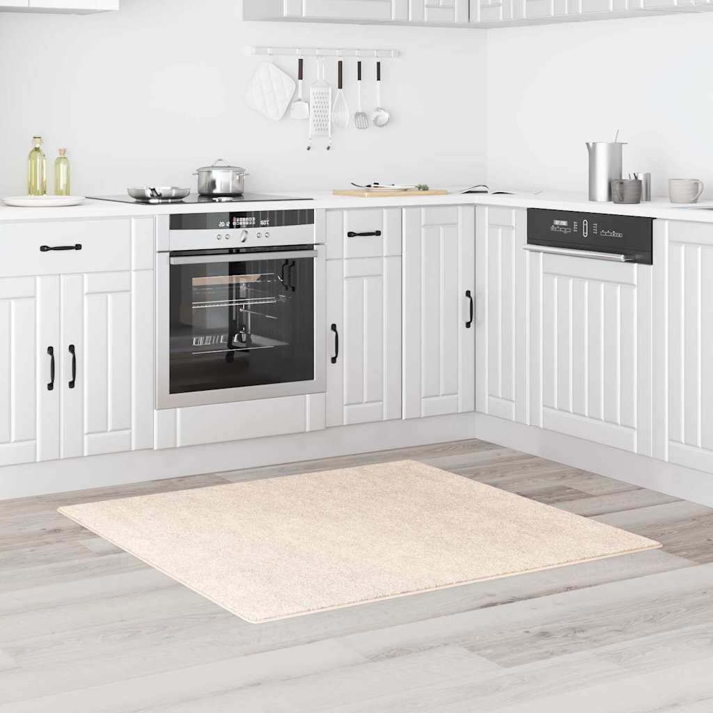 Anti-slip Shaggy tæppe Cremefarvet 120 x 120 cm PP