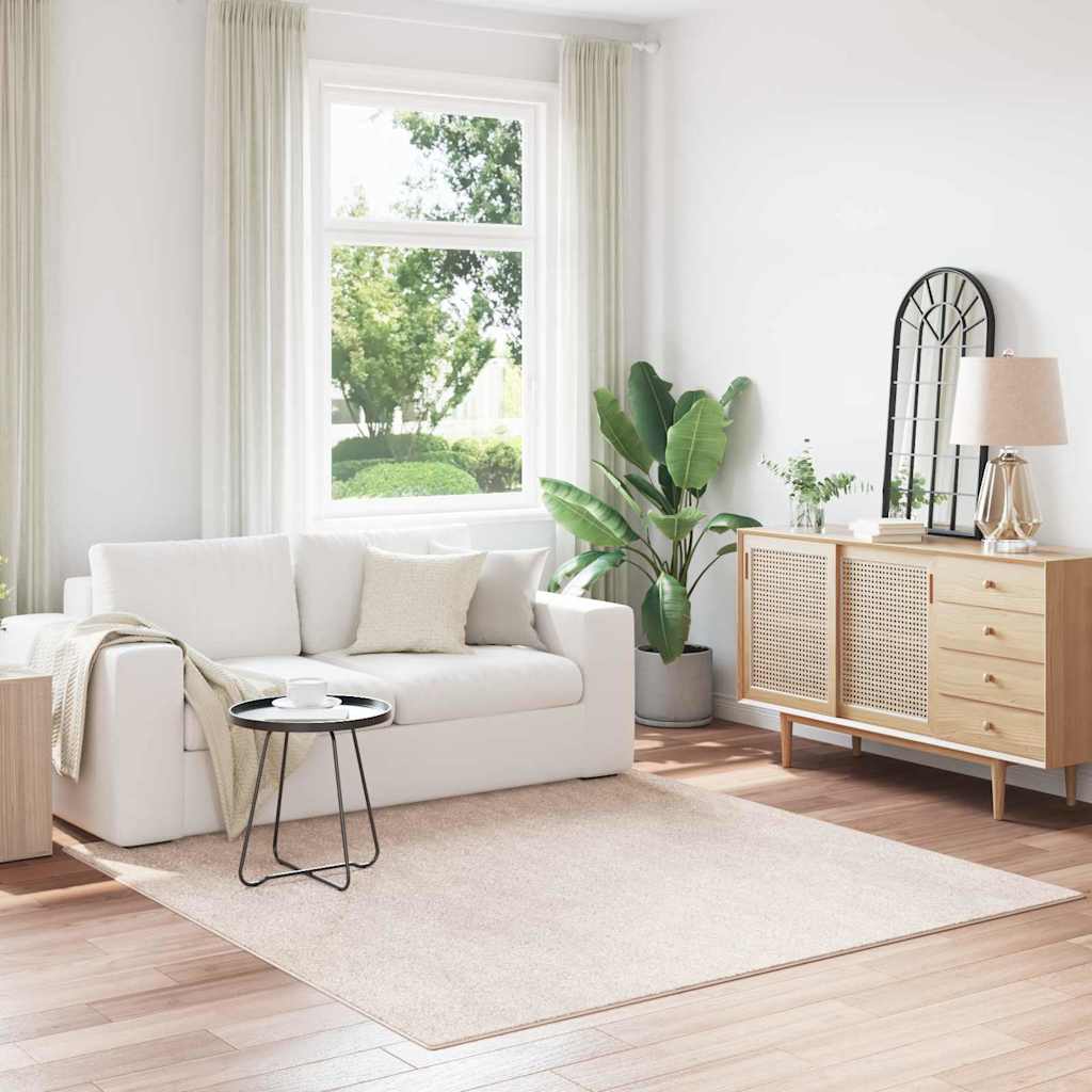 Anti-slip Shaggy tæppe Creme 200 x 200 cm PP