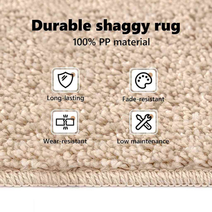 Anti-slip Shaggy tæppe Creme 200 x 200 cm PP