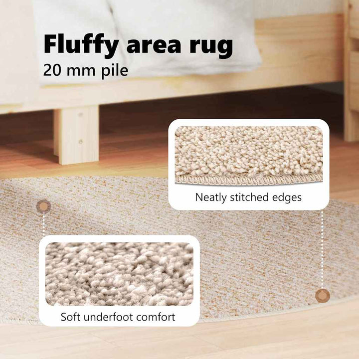 Anti-slip Shaggy tæppe Creme 120 x 120 cm PP