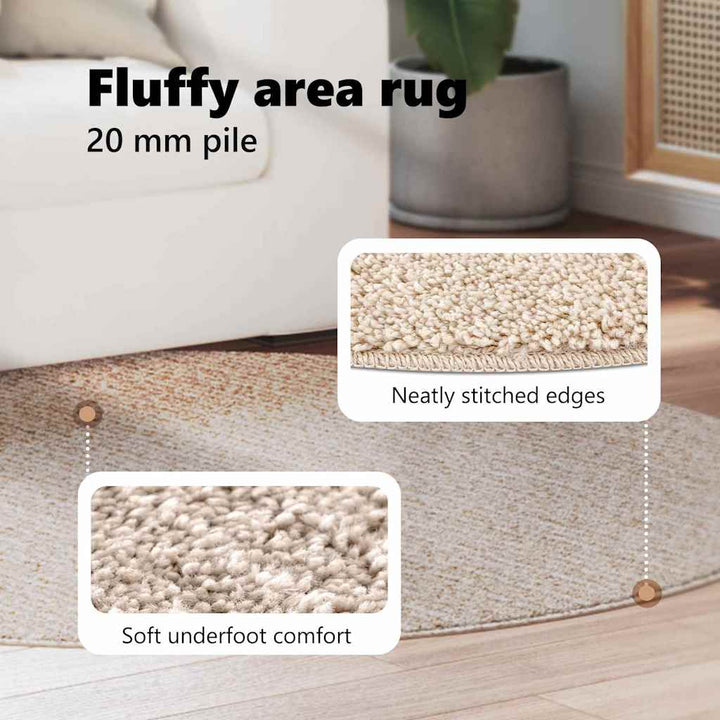 Anti-slip Shaggy tæppe Creme 160 x 160 cm PP