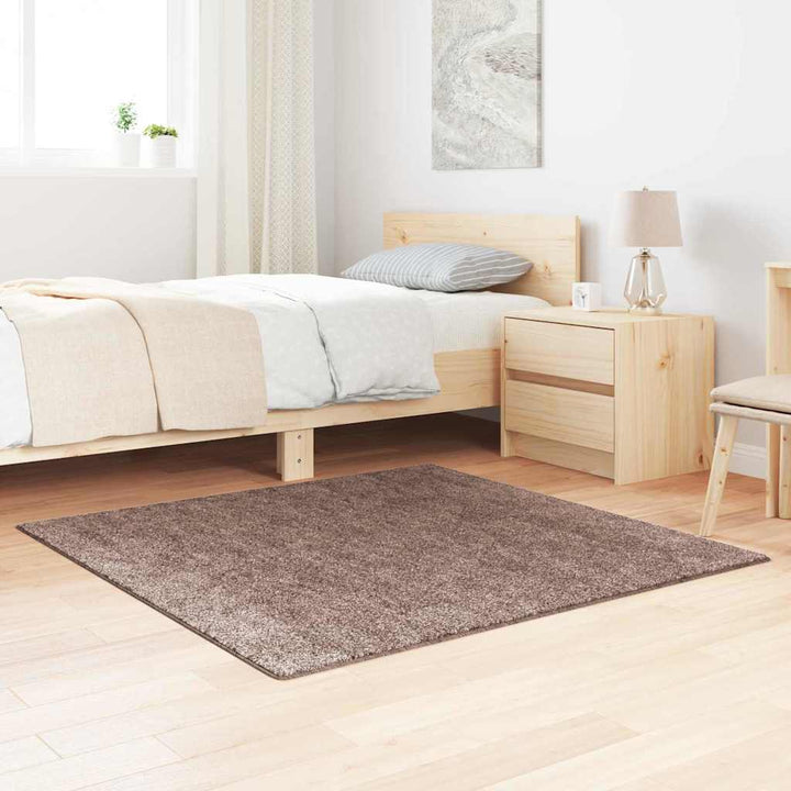 Anti-slip Shaggy tæppe Brun 120 x 120 cm PP