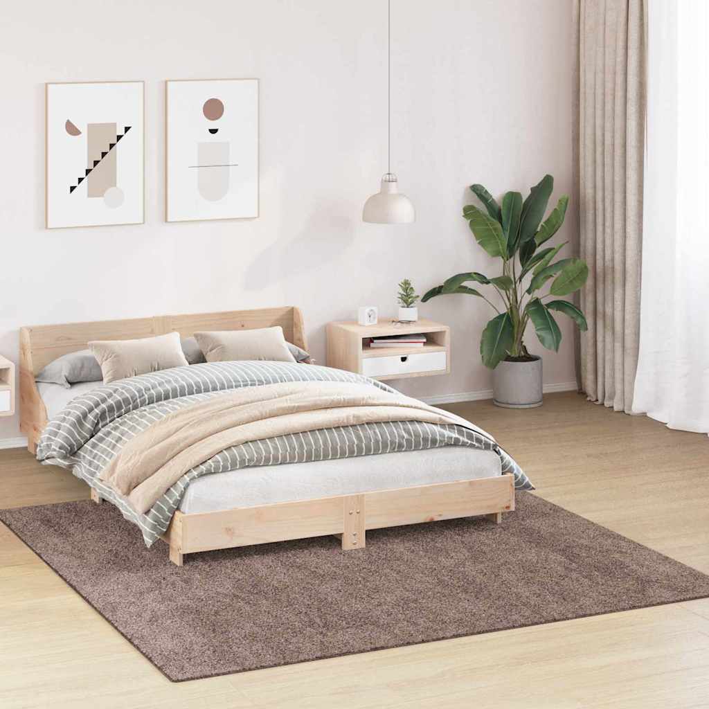 Anti-slip Shaggy tæppe Brun 200 x 200 cm PP