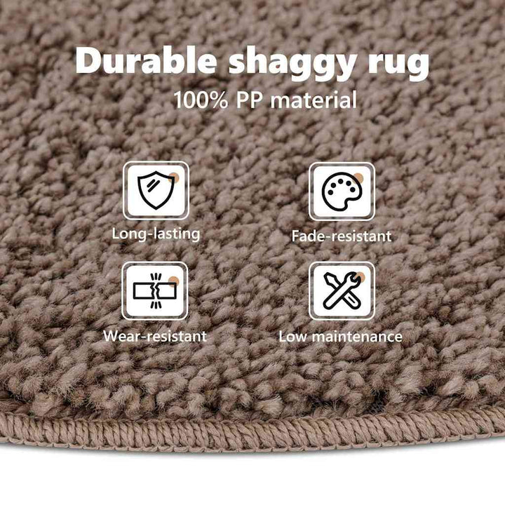 Anti-slip Shaggy tæppe Brun 160 x 160 cm PP