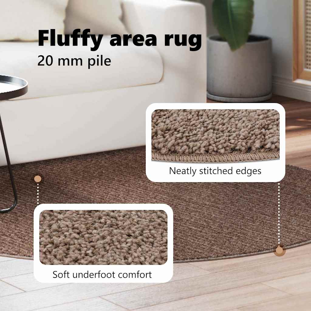 Anti-slip Shaggy tæppe Brun 160 x 160 cm PP