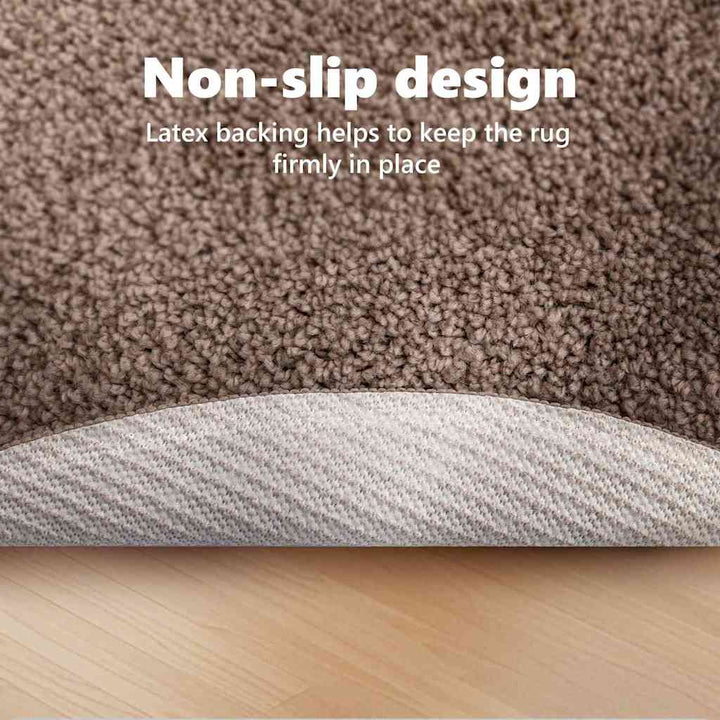 Anti-slip Shaggy tæppe Brun 160 x 160 cm PP