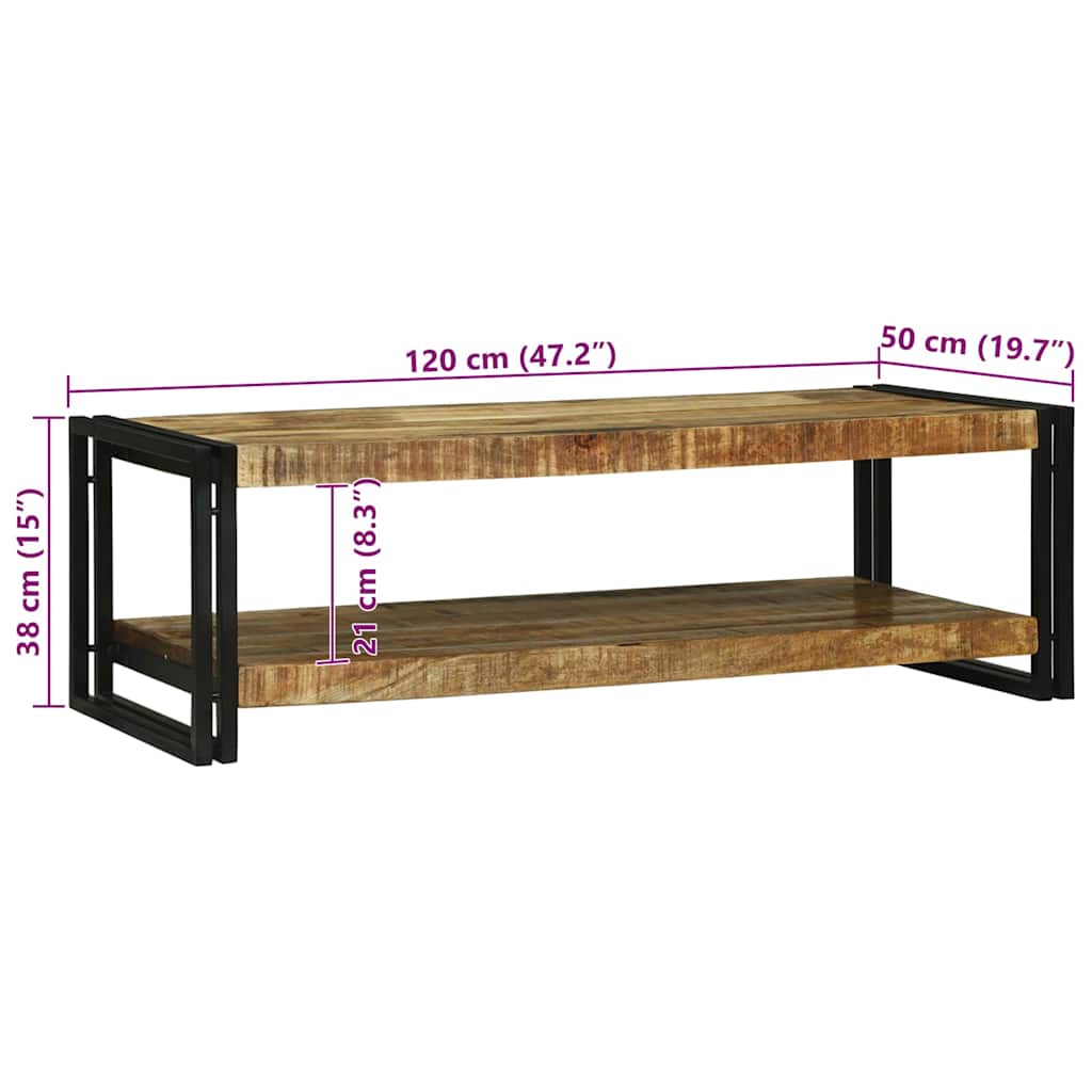 Sofabord Brun 120 x 50 x 38 cm Massivt mangotræ