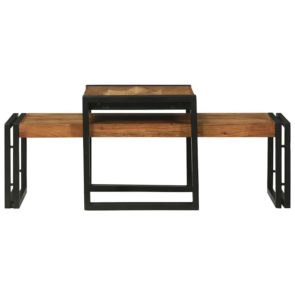 Sofabord 2 pcs Brun 48 x 40 x 40 cm Massivt Akacietræ