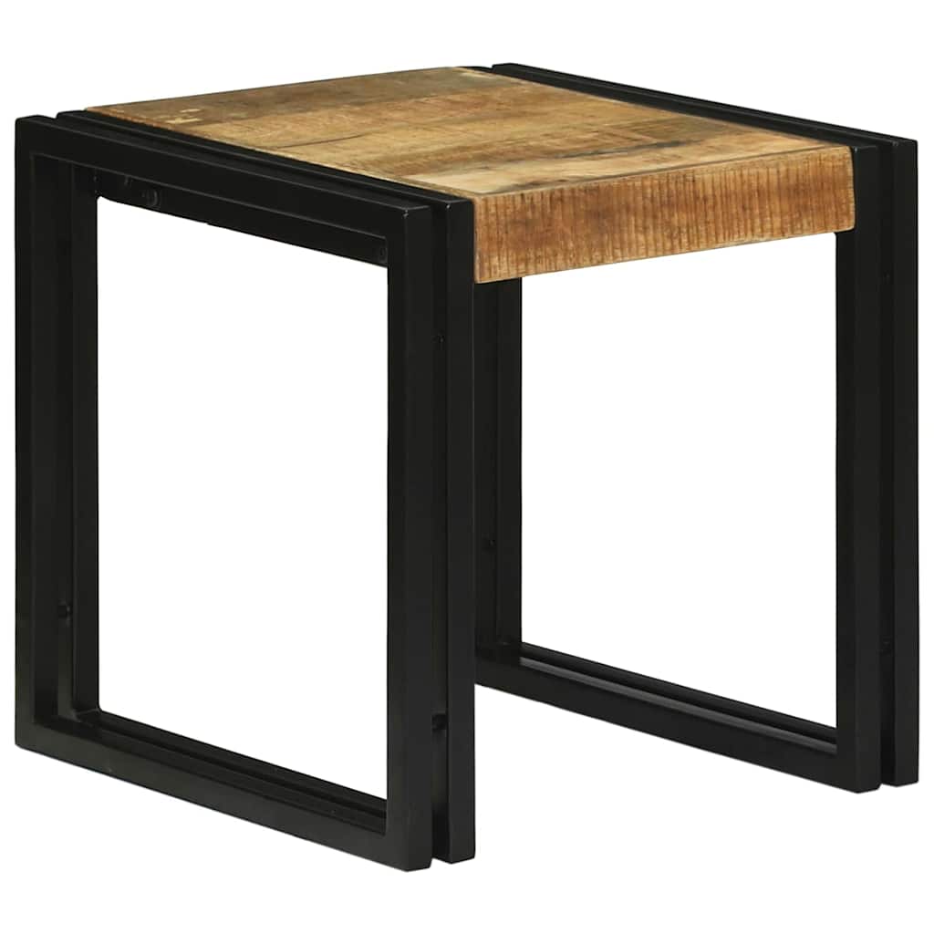 Nesting Bord 3 pcs Brun og sort Massiv mango træ og metal