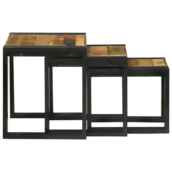 Nesting Bord 3 pcs Brun og sort Massiv mango træ og metal