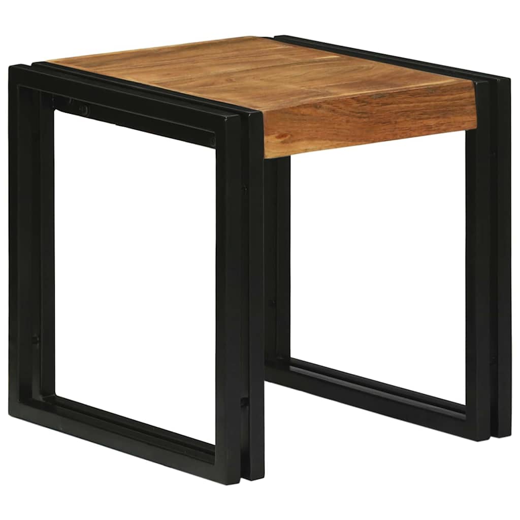 Nesting Bord 3 pcs Brun og sort Massivt akacietræ og metal
