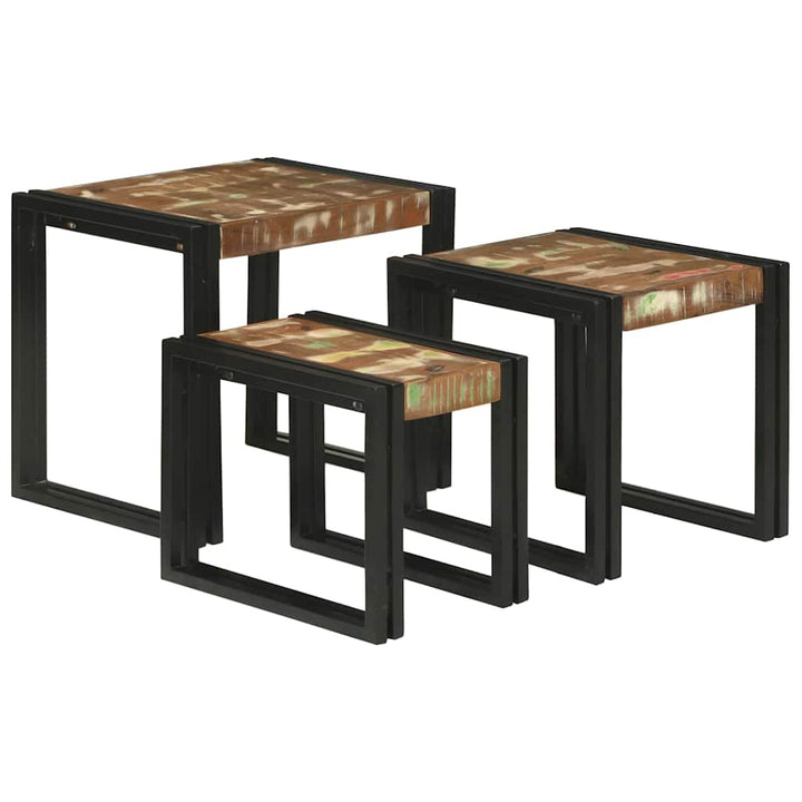 Nesting Bord 3 pcs Brun og sort Massiv genanvendt træ og metal