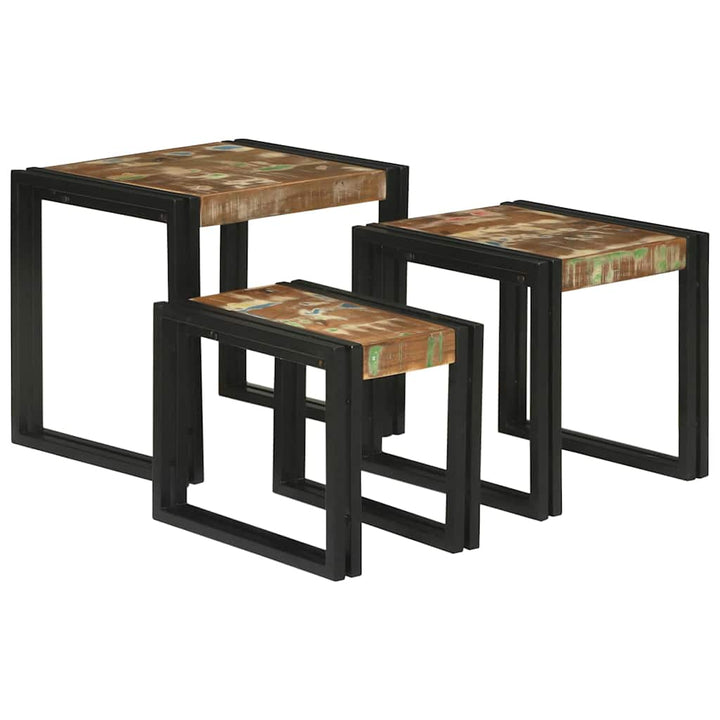 Nesting Bord 3 pcs Brun og sort Massiv genanvendt træ og metal