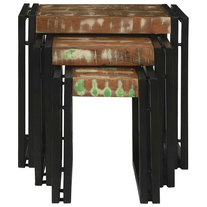 Nesting Bord 3 pcs Brun og sort Massiv genanvendt træ og metal