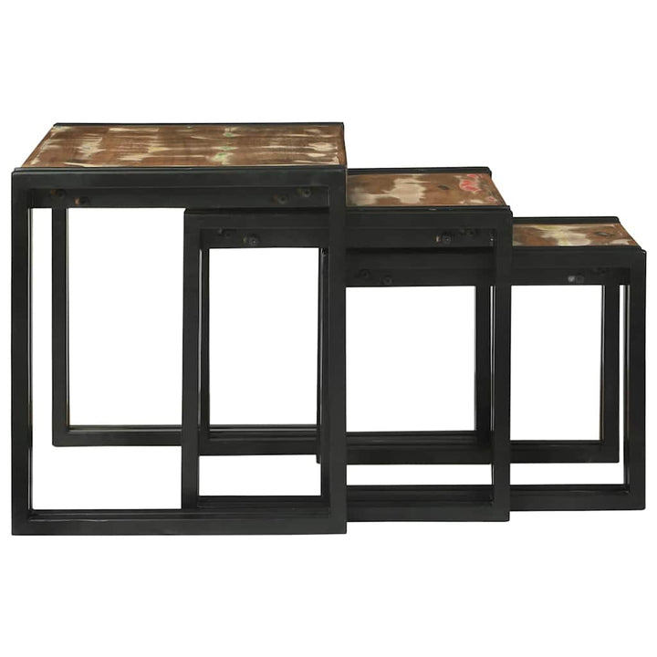 Nesting Bord 3 pcs Brun og sort Massiv genanvendt træ og metal
