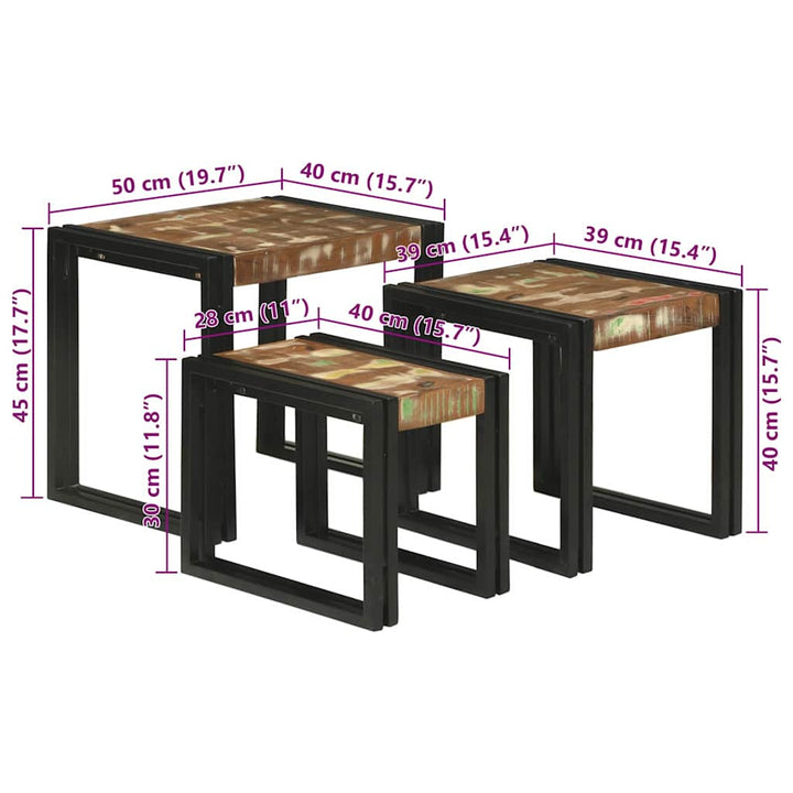 Nesting Bord 3 pcs Brun og sort Massiv genanvendt træ og metal